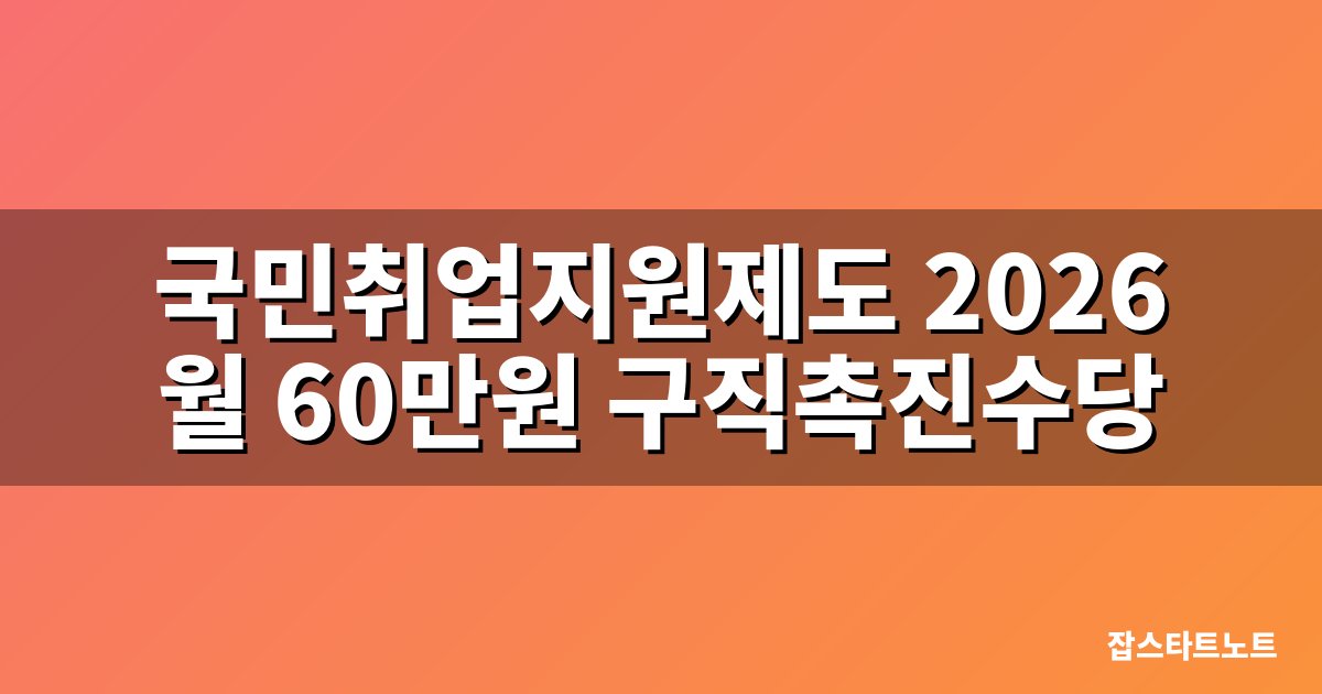 국민취업지원제도 2026 구직촉진수당 대표 이미지